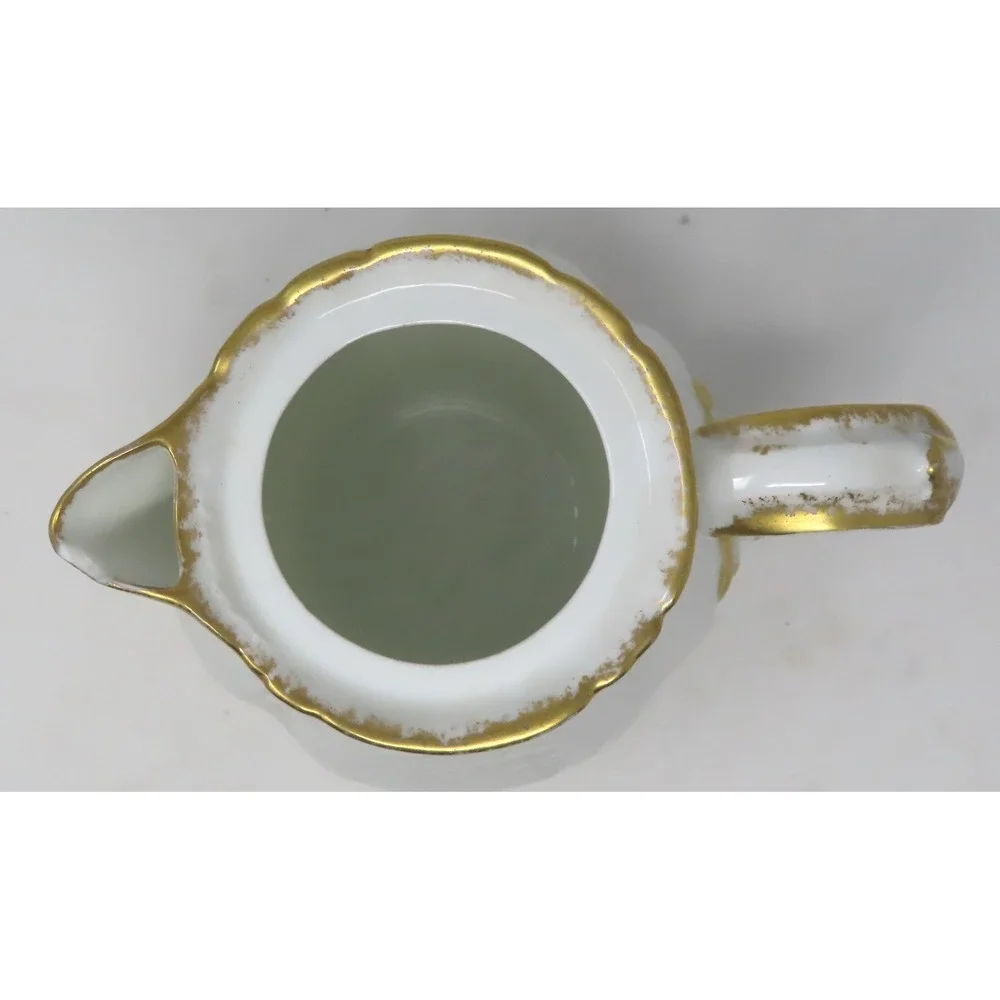 Antique Haviland Limoges France Porcelain‎ Cream Pitcher Gold Gilt Floral